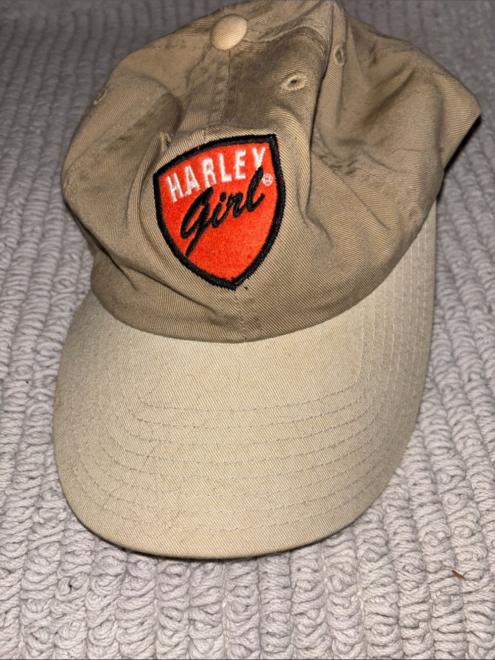 Harley-Davidson Tan Cap with Orange 'Harley Girl' Shield Patch